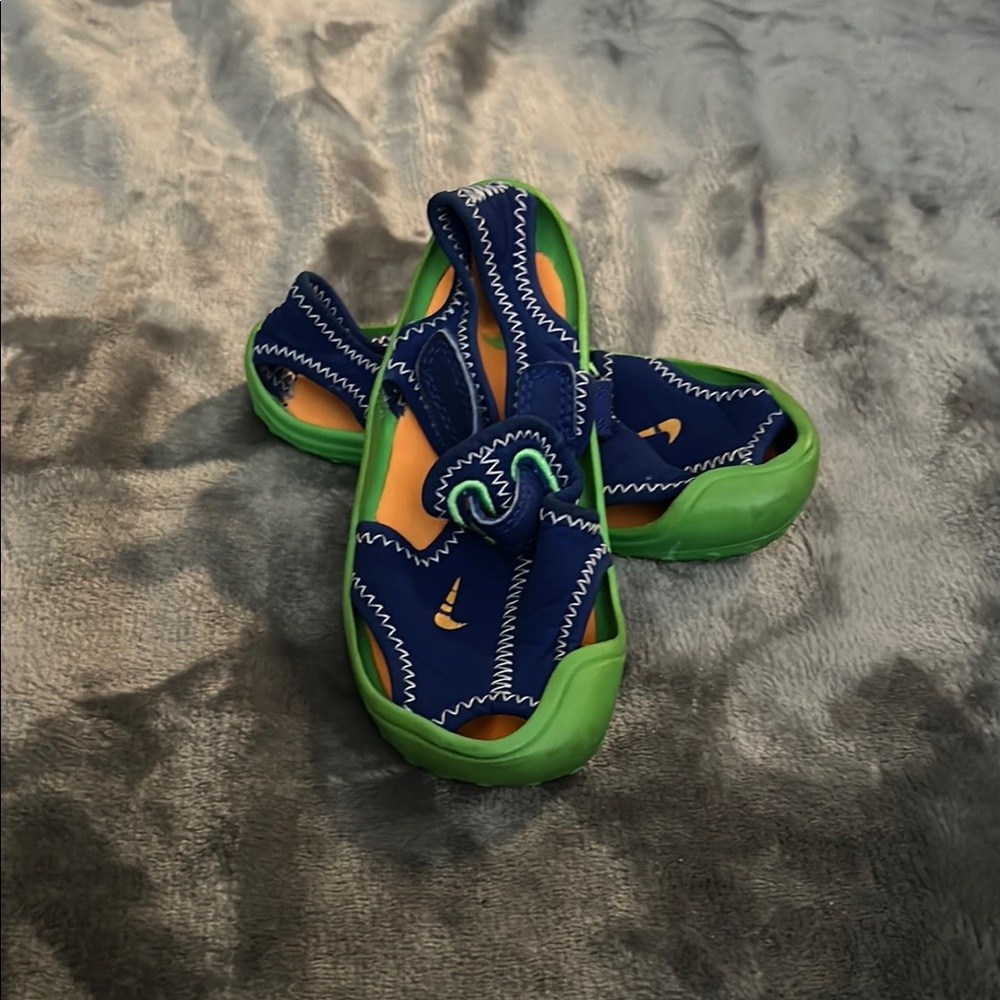 Nike Green and Blue Sandals with Breathable Design